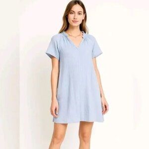 Old‎ Navy Dress Small Blue 100% Cotton Crinkle Gauze Swing Mini